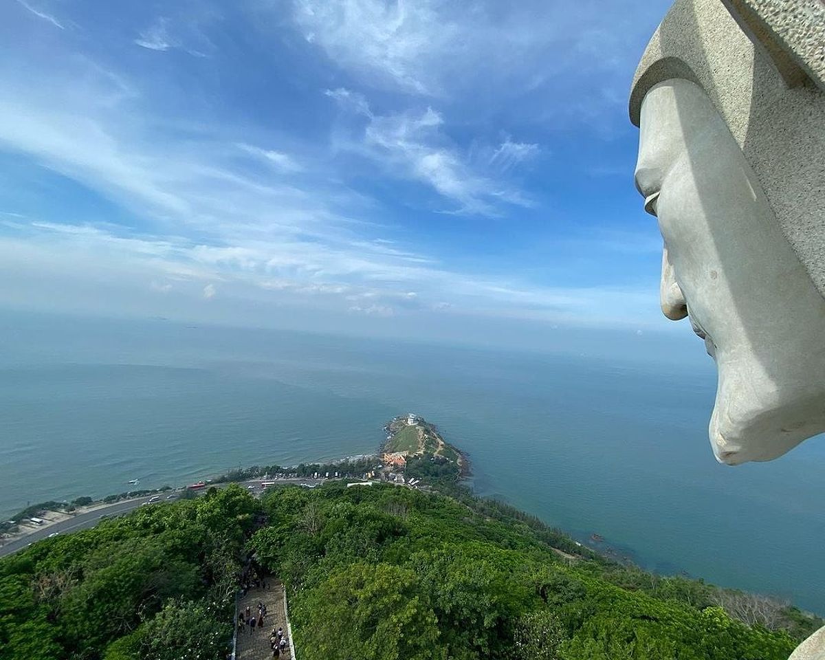 Standing on the arm of Christ the King of Vung Tau, you can see the Nghinh Phong Cape
